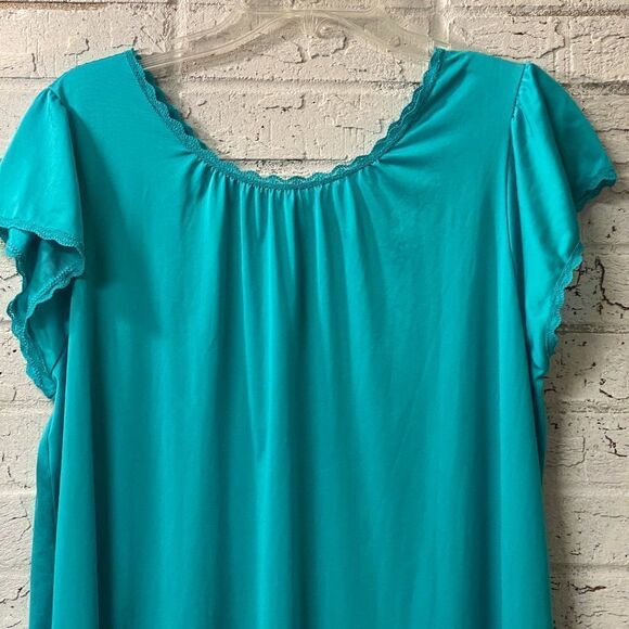 Vintage Teal Shadowline Lace Nightgown Medium - Picture 7 of 10